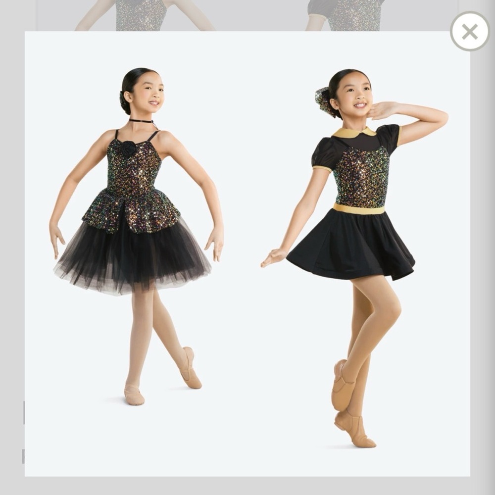 Revolution Black Sequin Peplum Tutu Dress with Gold Accents